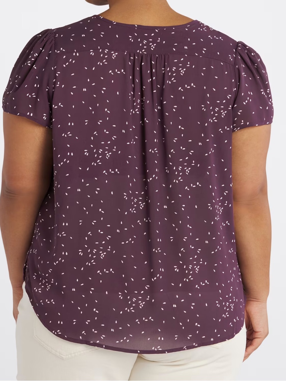 MONDAY FUN Linnette Split Neck Smocked Blouse Mauve 3X - Picture 5 of 7
